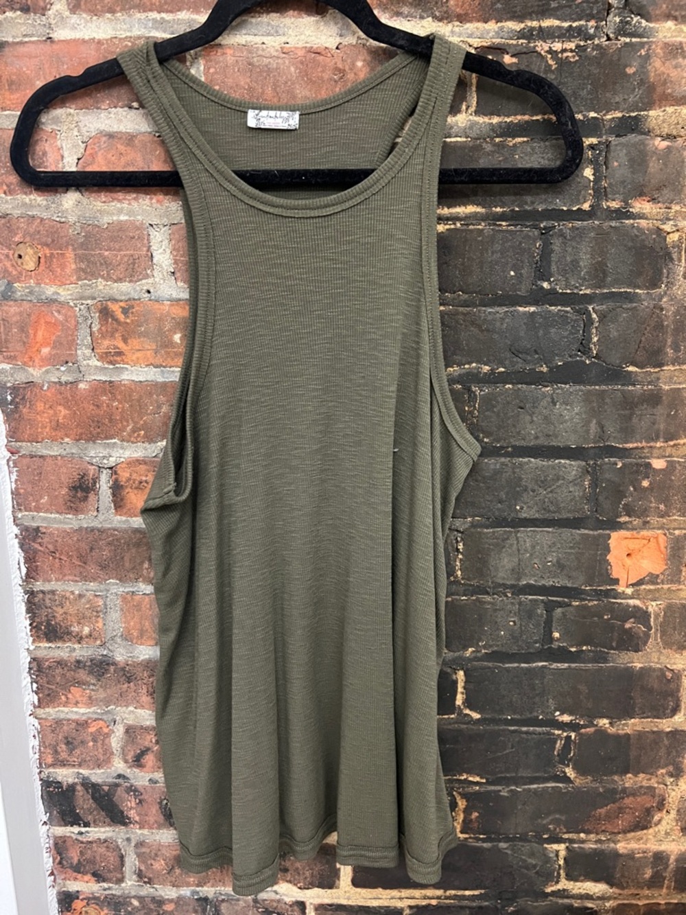Free people Olive Green Ribbed Tank Top - Casual Racerback